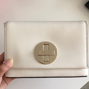 Kate spade white cross hatched leather crossbody